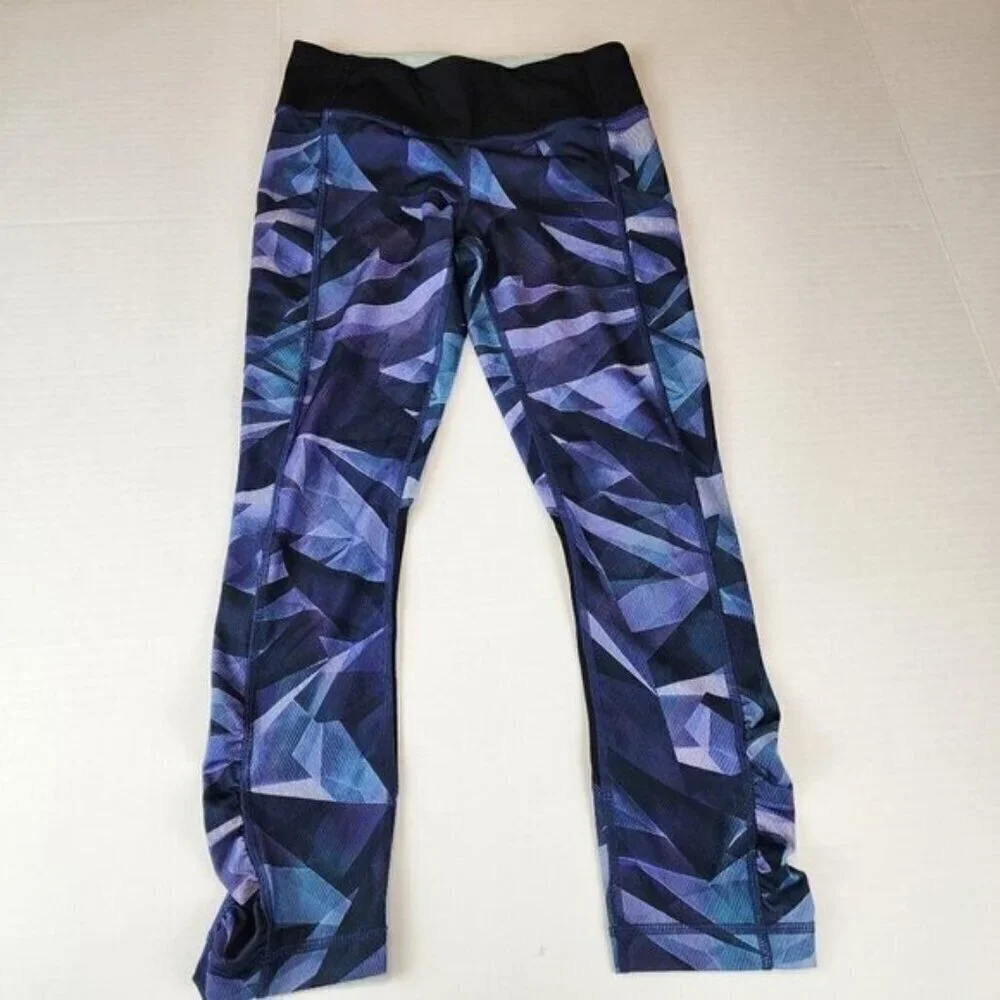 Lululemon Speed Crop Leggings size 4 Blue Black activewear 22